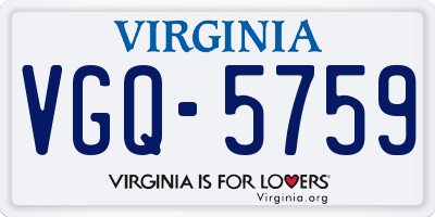 VA license plate VGQ5759