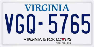 VA license plate VGQ5765