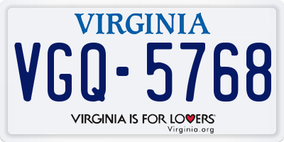 VA license plate VGQ5768