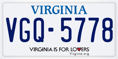 VA license plate VGQ5778