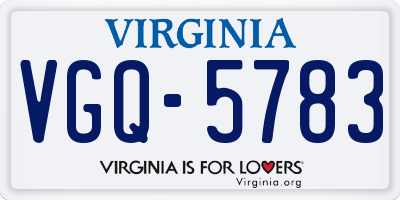 VA license plate VGQ5783