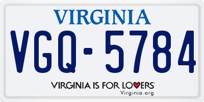 VA license plate VGQ5784