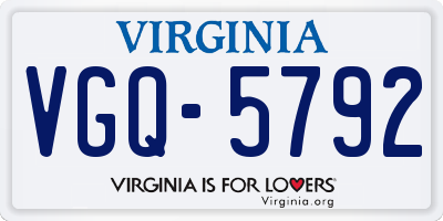 VA license plate VGQ5792