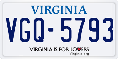 VA license plate VGQ5793