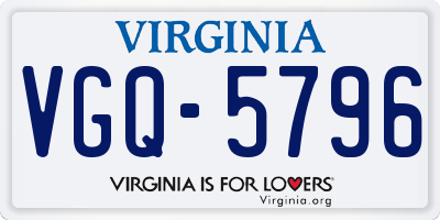 VA license plate VGQ5796