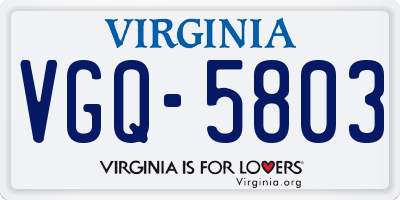 VA license plate VGQ5803