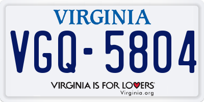 VA license plate VGQ5804