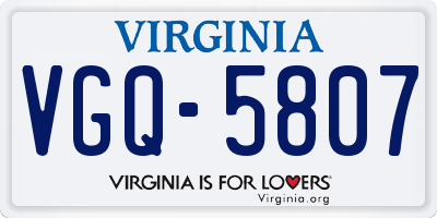 VA license plate VGQ5807