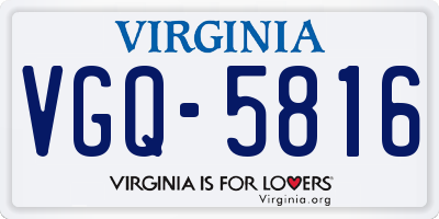 VA license plate VGQ5816