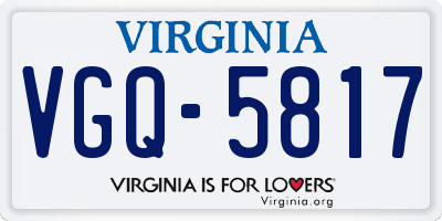 VA license plate VGQ5817
