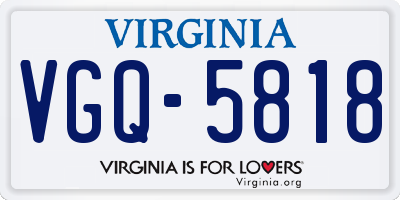 VA license plate VGQ5818