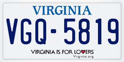 VA license plate VGQ5819