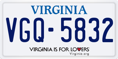 VA license plate VGQ5832