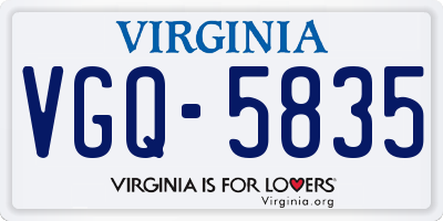 VA license plate VGQ5835
