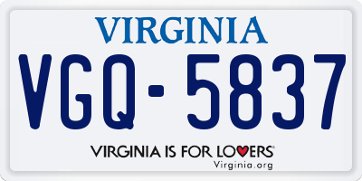 VA license plate VGQ5837