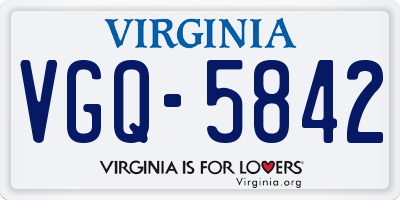 VA license plate VGQ5842