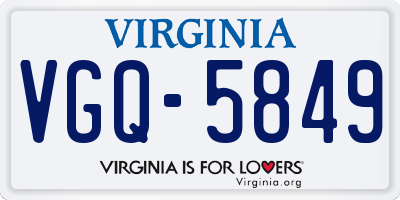 VA license plate VGQ5849