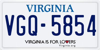 VA license plate VGQ5854