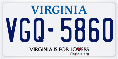 VA license plate VGQ5860