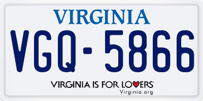 VA license plate VGQ5866