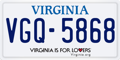 VA license plate VGQ5868