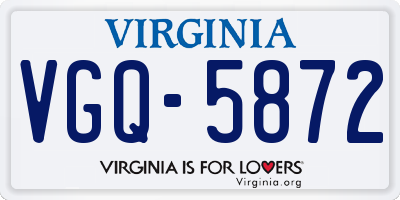 VA license plate VGQ5872