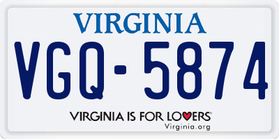 VA license plate VGQ5874