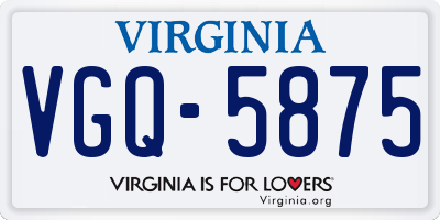 VA license plate VGQ5875