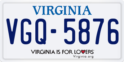 VA license plate VGQ5876