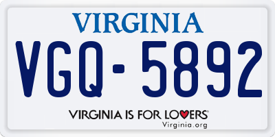 VA license plate VGQ5892