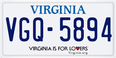 VA license plate VGQ5894