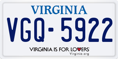 VA license plate VGQ5922