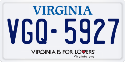 VA license plate VGQ5927