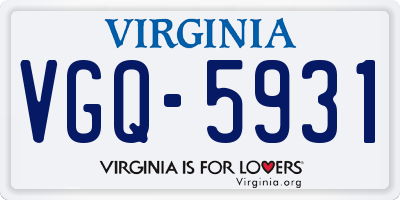 VA license plate VGQ5931