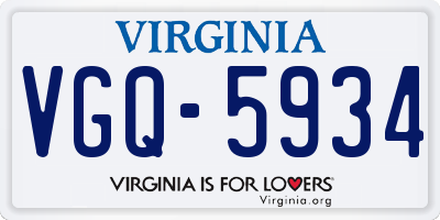 VA license plate VGQ5934