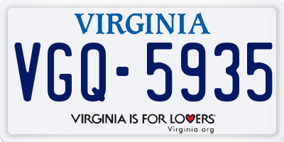 VA license plate VGQ5935