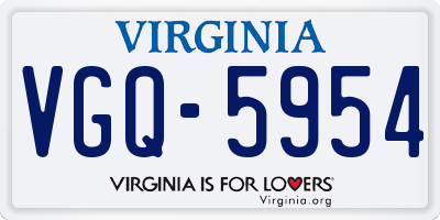 VA license plate VGQ5954