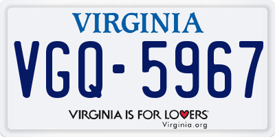 VA license plate VGQ5967