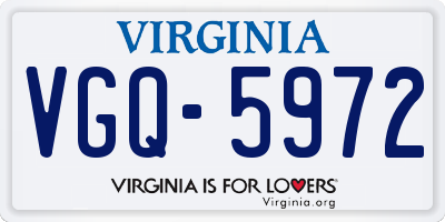 VA license plate VGQ5972