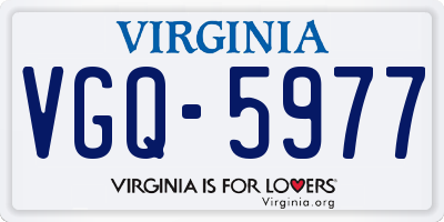 VA license plate VGQ5977