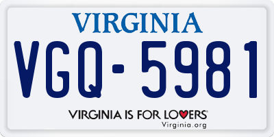 VA license plate VGQ5981