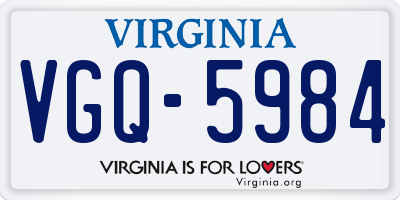 VA license plate VGQ5984