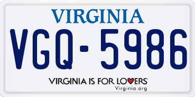 VA license plate VGQ5986