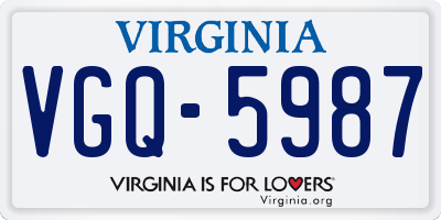 VA license plate VGQ5987