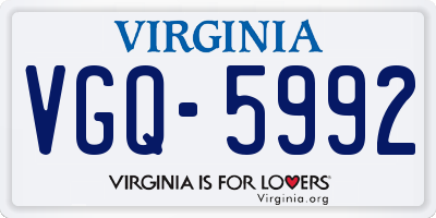VA license plate VGQ5992