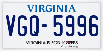 VA license plate VGQ5996