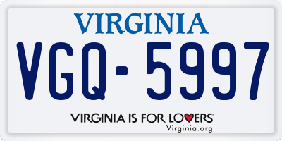 VA license plate VGQ5997