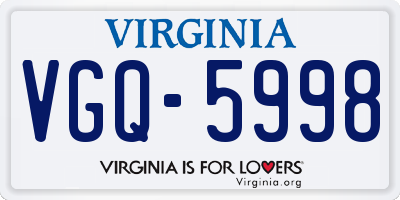VA license plate VGQ5998
