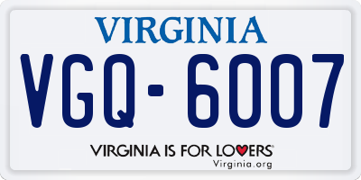 VA license plate VGQ6007