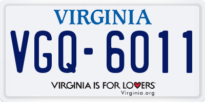 VA license plate VGQ6011